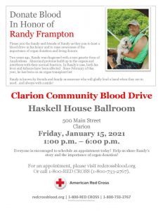 Clarion Community Blood Drive @ Haskell House Ballroom | Clarion | Pennsylvania | United States