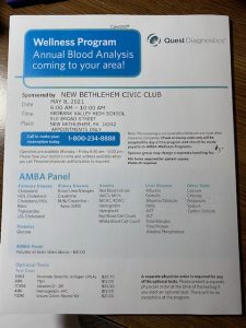 Wellness Program Annual Blood Analysis @ Redbank Valley High School | New Bethlehem | Pennsylvania | United States