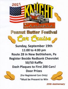 Knight Cruiser's Peanut Butter Festival Car Cruise @ Gumtown Park | New Bethlehem | Pennsylvania | United States