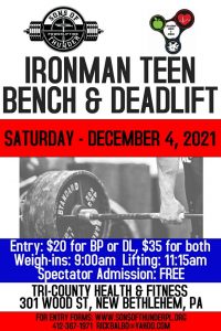 Ironman Teen Bench & Deadlift @ Tri-County Health & Fitness | New Bethlehem | Pennsylvania | United States