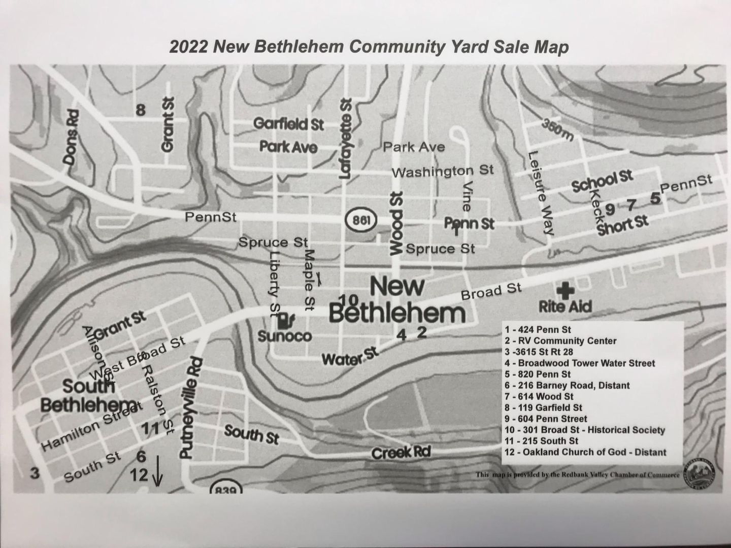 Community Yard Sales - New Bethlehem PA 2022