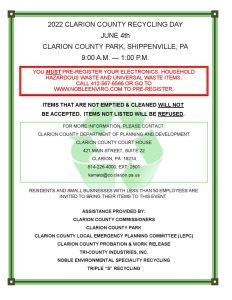 2022 Clarion County Recycling Day @ Clarion County Park | Shippenville | Pennsylvania | United States