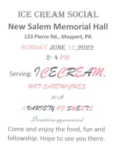 Ice Cream Social @ New Salem Memorial Hall | Mayport | Pennsylvania | United States