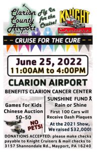 Knight Cruisers Benefit @ Clarion County Airport