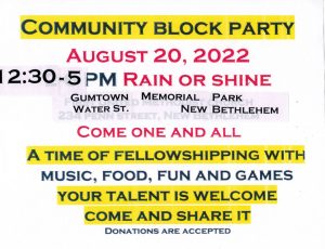 Community Block Party @ Gumtown Park | New Bethlehem | Pennsylvania | United States