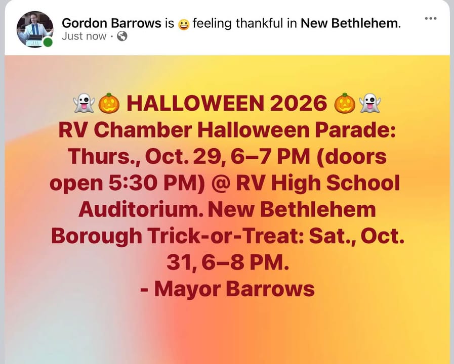 🎃👻 HALLOWEEN HAPPENINGS 2026! 🍬🎉 Get ready for SPOOKTACULAR fun across New Bethlehem and the…